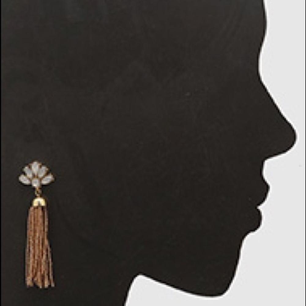 Flower Crystal Bead Linked Tassel Earrings